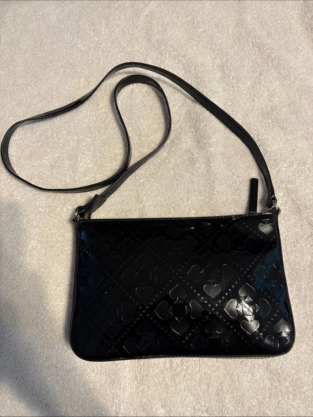 Kate Spade Beale Street Toni Embossed Black Patent PVC Crossbody Bag